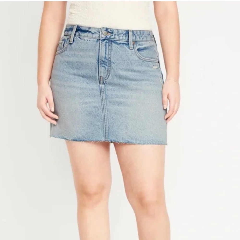Old Navy Mid Rise OG Denim Midi Skirt Size 12
